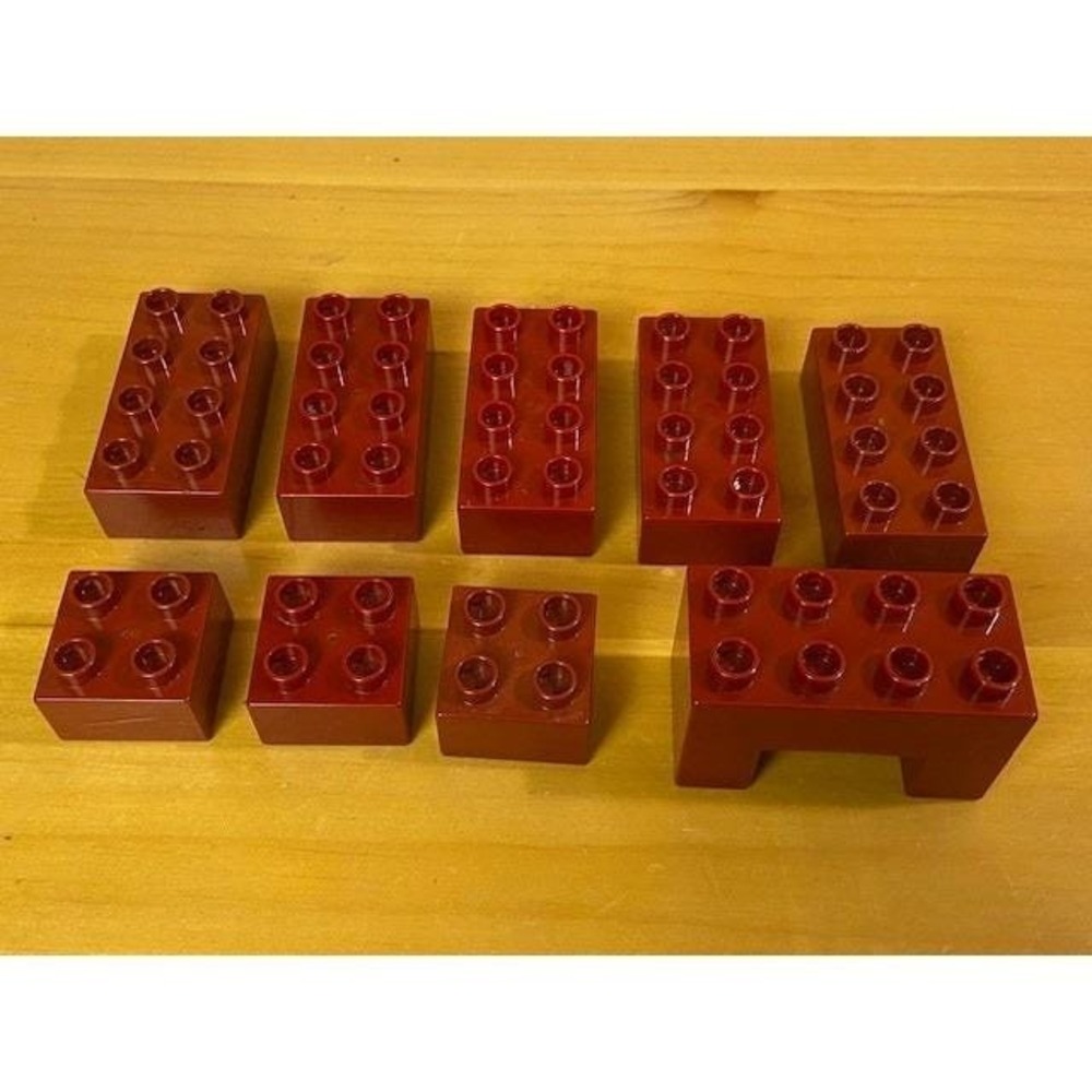 Dark Red Replacement LEGO Duplo Blocks 2x2 2x4 Bricks Bridge 2002 VTG 9pc Set